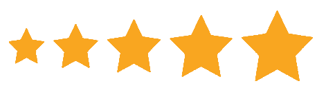5 estrellas doradas en tamaño decreciente de izquierda a derecha.